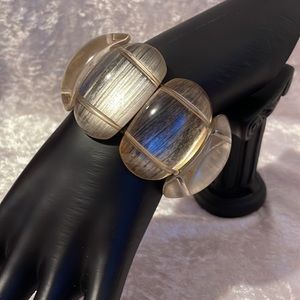 Large Oversized Clear Bead Stretch Statement Bracelet